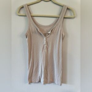 Aerie | Women’s Buttoned Tank Top | M | Light Tan